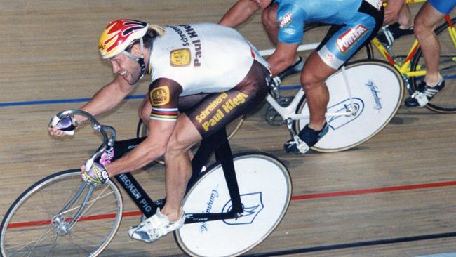 Hubner storms to a win at the Adelaide Super-Drome indoor velodrome in.