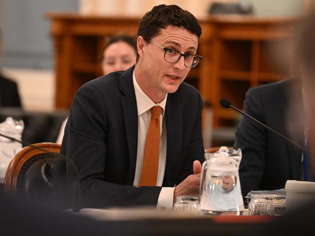 Transport and Main Roads Minister Bart Mellish during estimates hearings on Tuesday. Picture: Lyndon Mechielsen