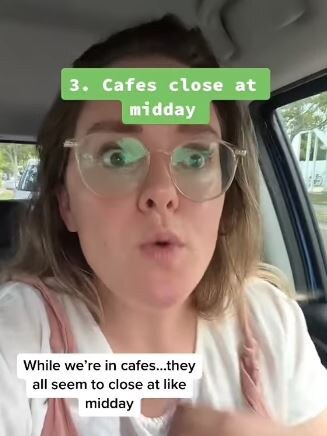 The social media star said the third thing she hates about Australia is cafes close in the afternoon. Picture: Instagram/thejordanagrace