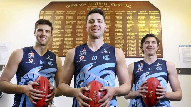 Glenunga brothers (LtR) James, Nick, and Sam Wundke. Picture: Dean Martin