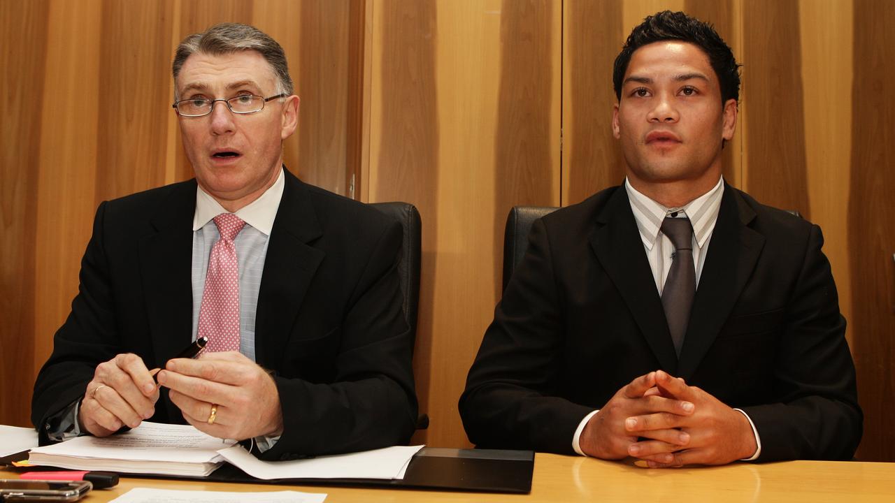 South Sydney NRL player Issac Luke, looks on during his grade one striking charge at the NRL Judiciary hearing at NRL headquarters.