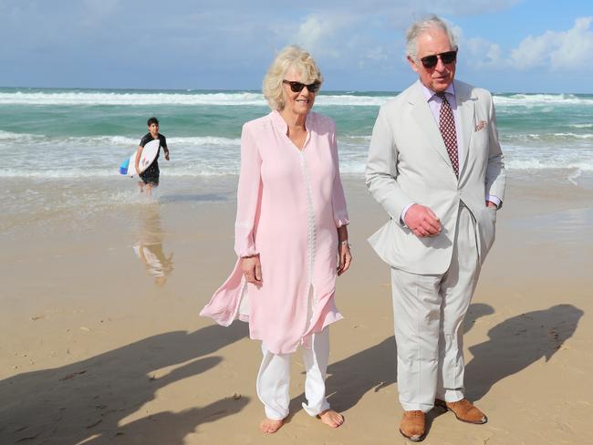 His Royal Highness Prince Charles, Prince of Wales, and The Duchess of Cornwall Camilla Parker Bowles visit the Kurrawa Surf Club on Broadbeach, Gold Coast. Picture: Alex Coppel