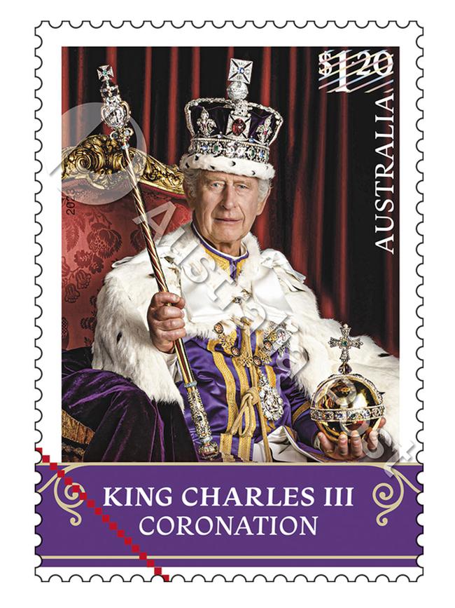 King Charles at his coronation on the 6th May 2023. Supplied: AusPost.