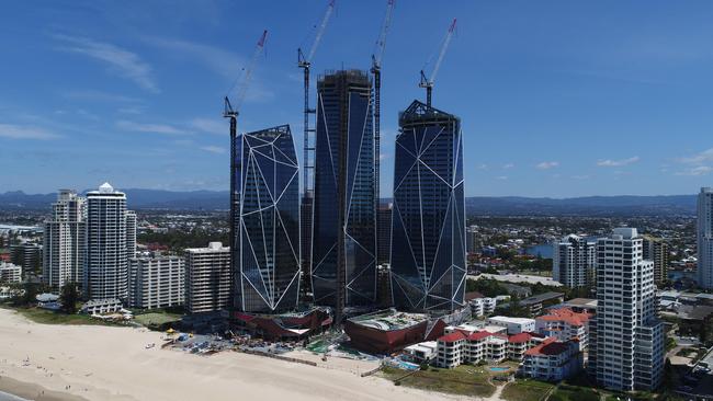 Aerial view of Jewel worksite after workers walked off the job late last year. The project is said to be on track for completion in July. Picture Glenn Hampson