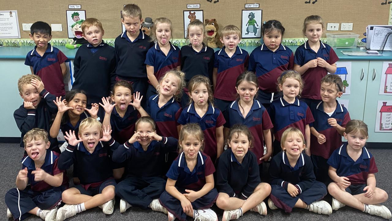 Genesis Christian College Prep Red: Back row: Zetheon, Stephan, Carlu, Grace, Amy, Matteo, Isabella and Sophie. Middle row: Chase, Ivy, Ava, Mayah, Camille, Elin, Alice and Hunter. Front row: Knox, Riley, Elias, Havana, Hannah, Chloe and Emily. PHOTO: Penelope Pelecas