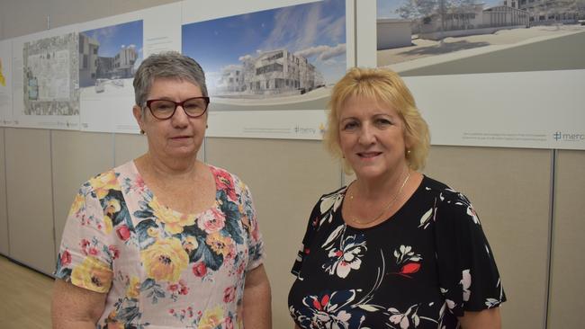 Mercy Health's Lesley Schneider and Capricornia MP Michelle Landry with the new plans.