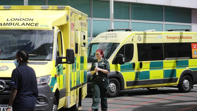 An ambulance worker outside University College Hospital in London. Picture: AFP.