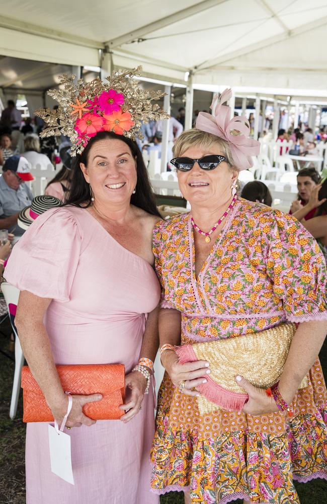 Rachael Vogel (left) and Michelle Hall at the Clifton Races hosted by Clifton Jockey Club, Saturday, October 28, 2023. Picture: Kevin Farmer