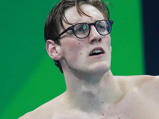 Australia's Mack Horton in the Men's 200m Freestyle Relay on Day 4 of the swimming at the Rio 2016 Olympic Games. Picture. Phil Hillyard