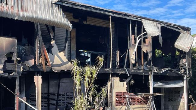 Photographs from the scene of a fire at Sixth St, South Townsville, that sparked late on Monday night. Picture: Leighton Smith