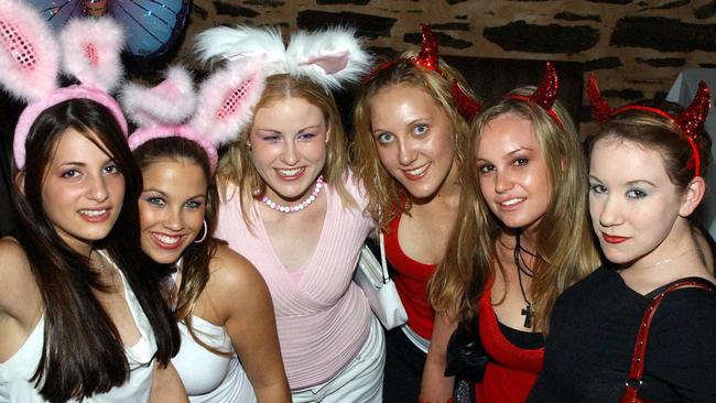 Sophie Doumboutis, Natasha Arnold, Reoni Lose, Kathy Kupke, Lauren McCabe and Lana Vuceti at a 21st birthday at The Lion, North Adelaide.