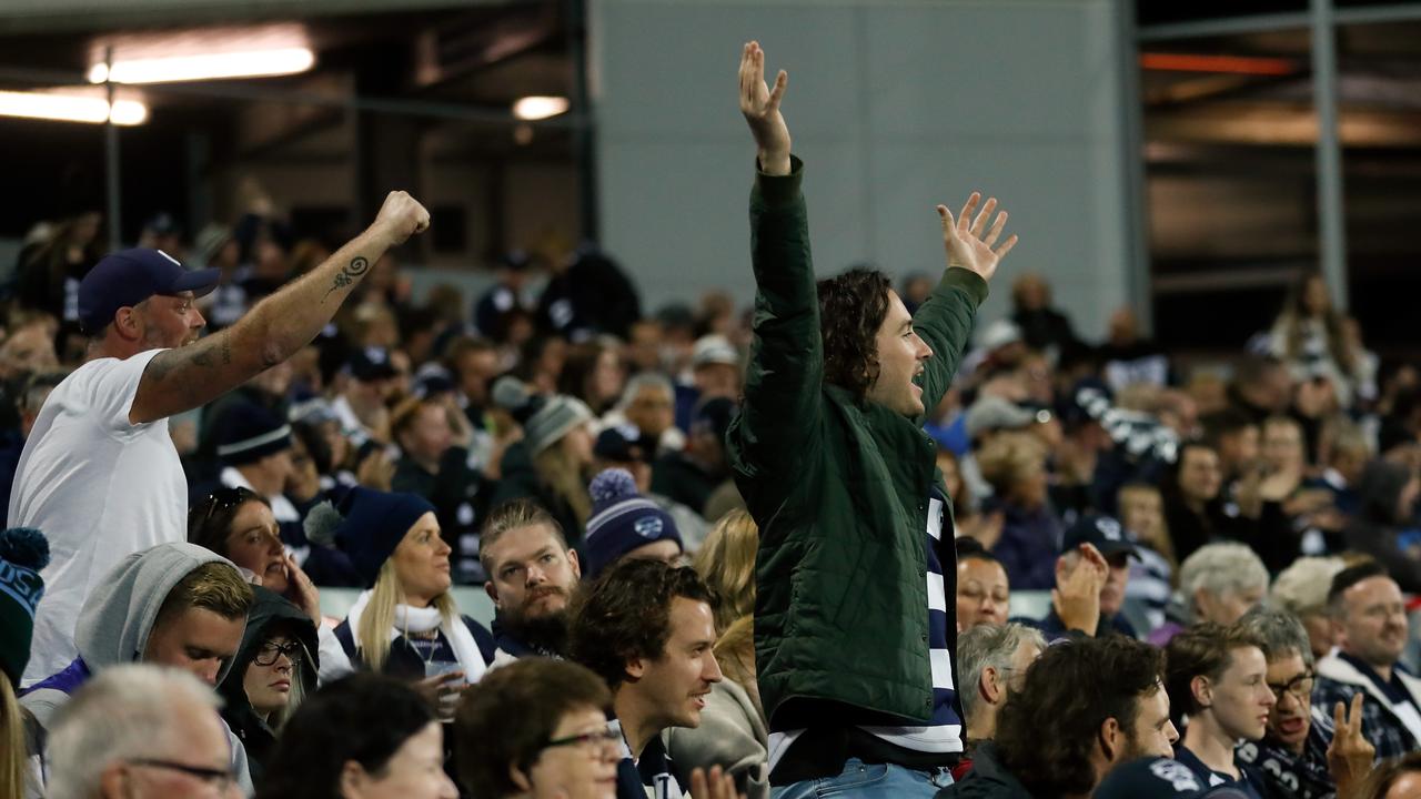 Fans at the ground during the Geelong v Brisbane clash. Picture: Michael Willson/AFL