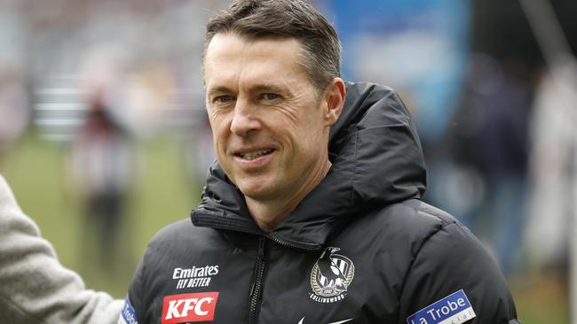 Collingwood coach Craig McRae can’t wait for the top-of-the-table clash. Picture: Darrian Traynor/Getty Images