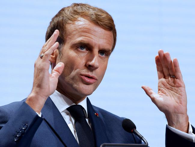 French President Emmanuel Macron has accused Scott Morrison of lying to him. Picture: Ludovic Marin/AFP