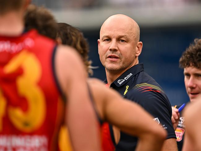 Matthew Nicks says the Crows are ‘incredibly frustrated’ with their winless start. Picture: Daniel Carson/AFL Photos via Getty Images