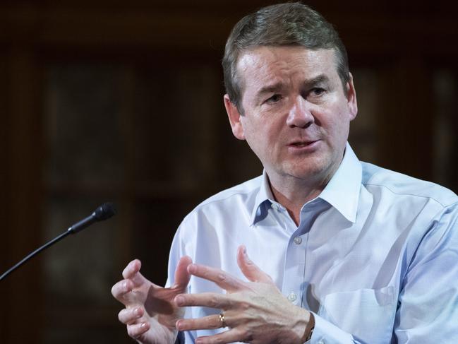 Democratic presidential candidate Sen. Michael Bennet speaking at the University of New Hampshire in Concord, N.H. Picture: Mary Altaffer