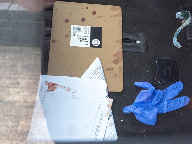 Blood splatter inside the car. Picture Thomas Lisson