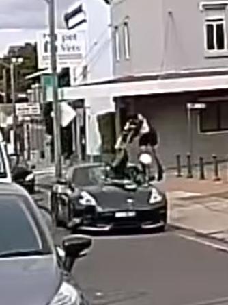 The cyclist rode out in front of the driver in an attempt to cross the road. Picture: Dash Cam Owner's Australia/Facebook