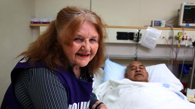 Peter Howard from Marayong with Volunteer Amanda Voets. Blacktown HospitalÔs busy emergency department is now home to a dedicated team of volunteers, keen to offer a helping hand to patients and staff.