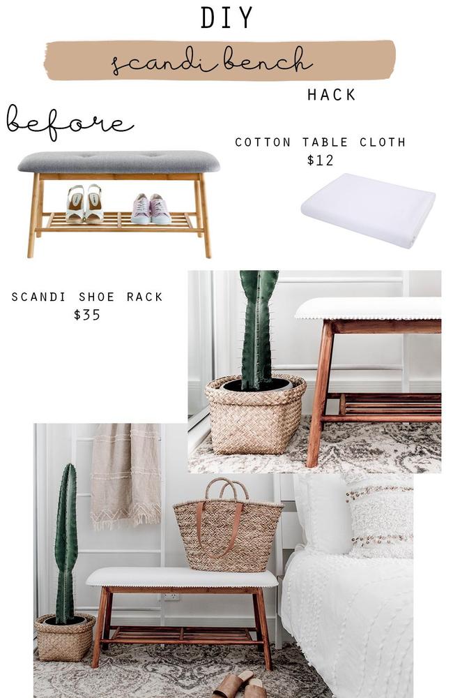 A simple Kmart bench was given a coastal vibe.