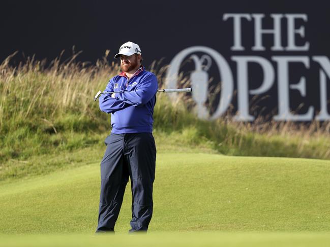 JB Holmes of the US plays on the 18th hole during the first round of the British Open Golf Championships at Royal Portrush in Northern Ireland, Thursday, July 18, 2019. (David Davies/PA via AP)