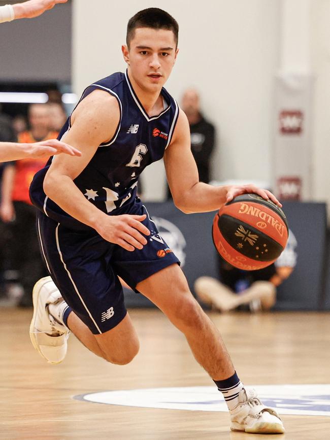 Victoria Metro player Austin Kirikiri during the gold medal game at the Under-16 National Championships. Picture: Mike Farnell