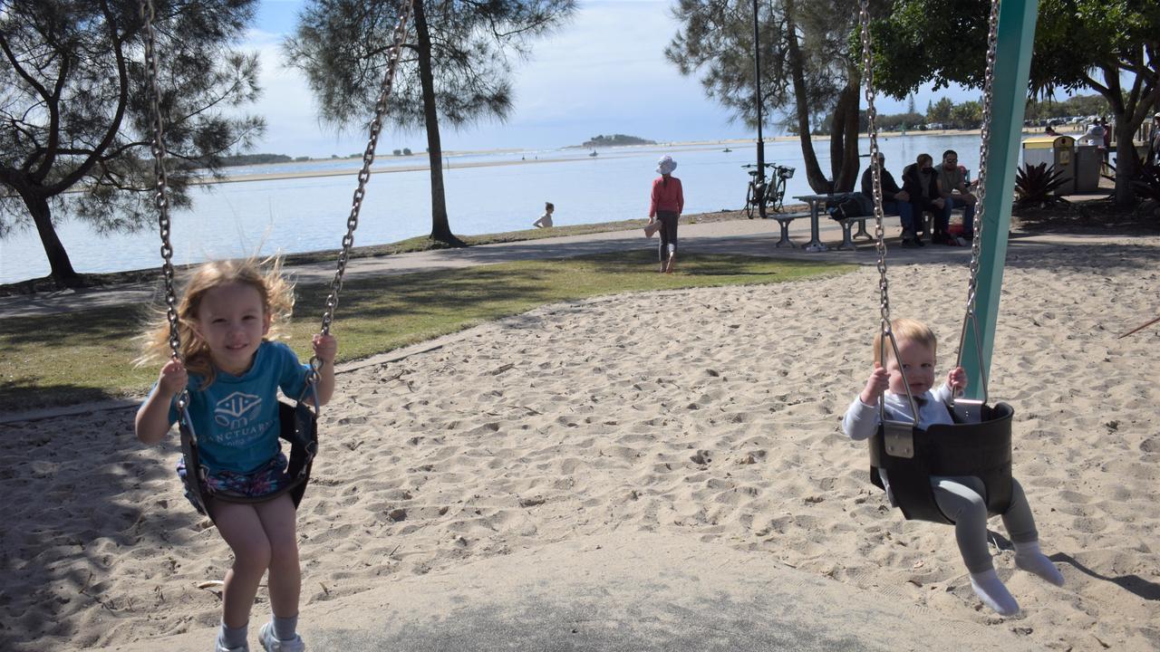 Iyla and Archie at Cotton Tree. Picture: Kristen Camp.