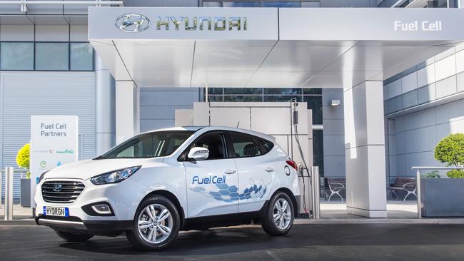 Hyundai’s first hydrogen car in Australia arrived in 2015, pictured here at the Sydney head office refuelling station. Picture: Suppled.