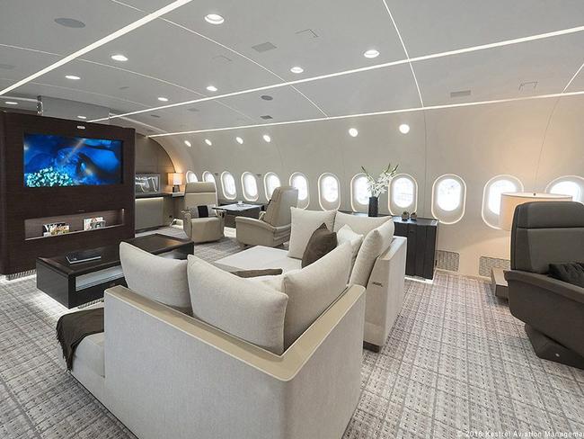 The TV is unlike anything you’d see on a commercial flight. Picture: Kestrel Aviation Management