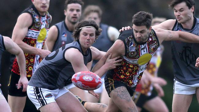 Cooper Gaffney battles against Goodwood last season. He produced another star performance against Glenunga over the weekend. Picture: Dean Martin