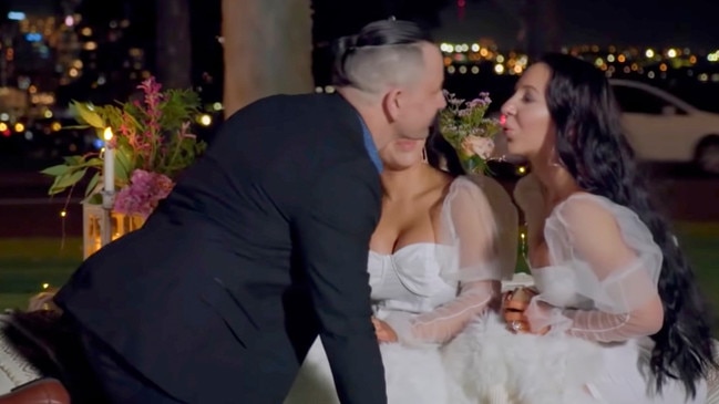 Perth twins Anna and Lucy DeCinque, 35, are engaged to boyfriend Ben Byrne, 37, after he proposed on the US reality show Extreme Sisters. Picture: TLC