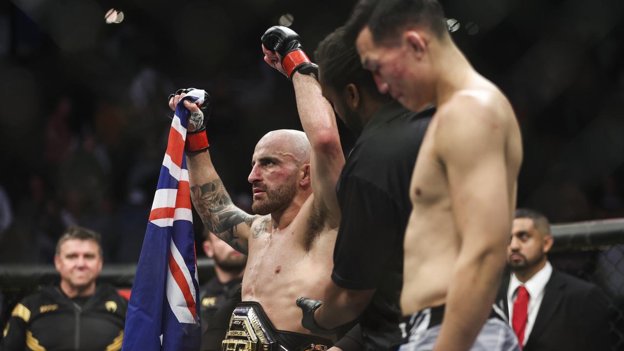 Alex Volkanovski dominated Jung Chan-Sung to defend his featherweight belt. (Photo by James Gilbert/Getty Images)