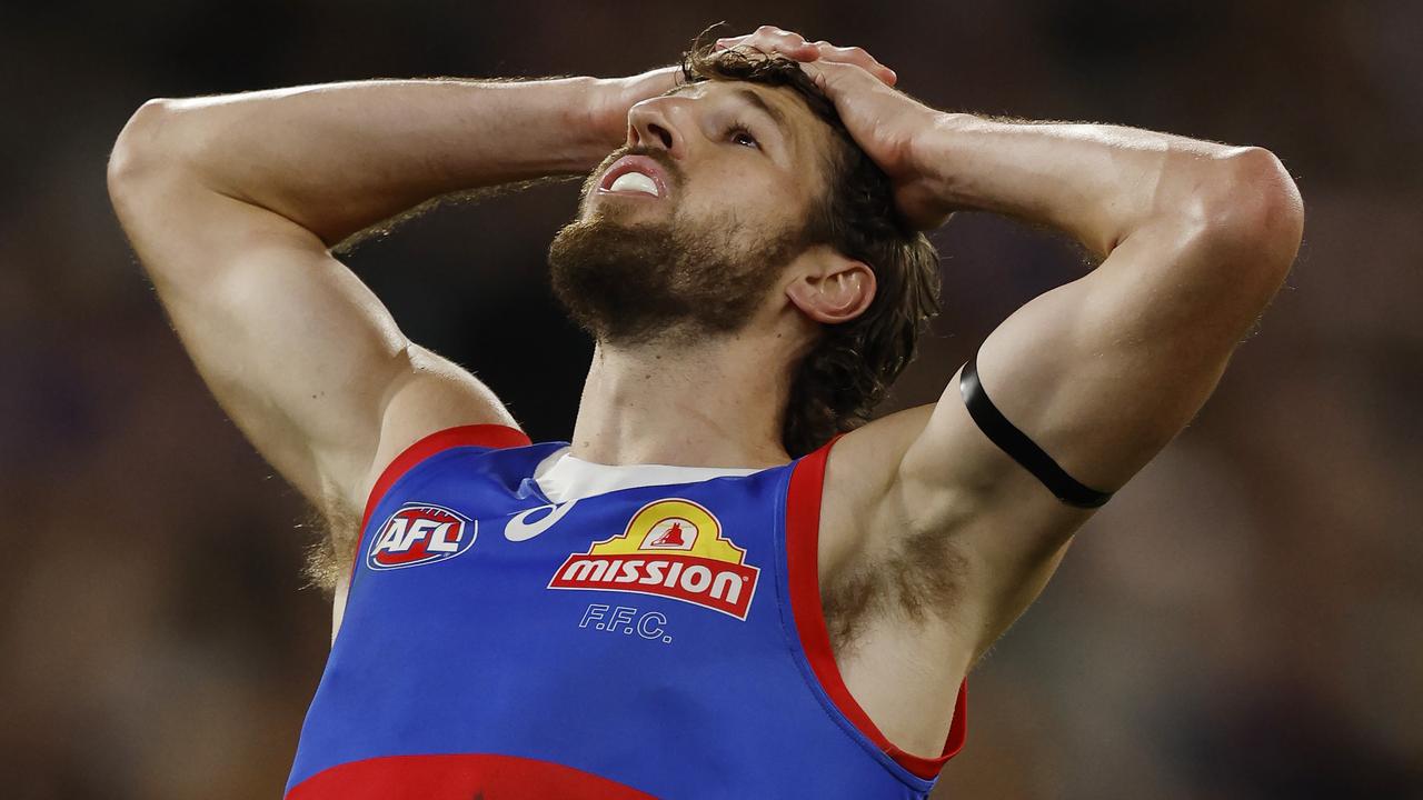 Marcus Bontempelli came back to life in the final quarter but went missing for a crucial hour as Hawthorn piled on the pain in the elimination final. Picture: Michael Klein