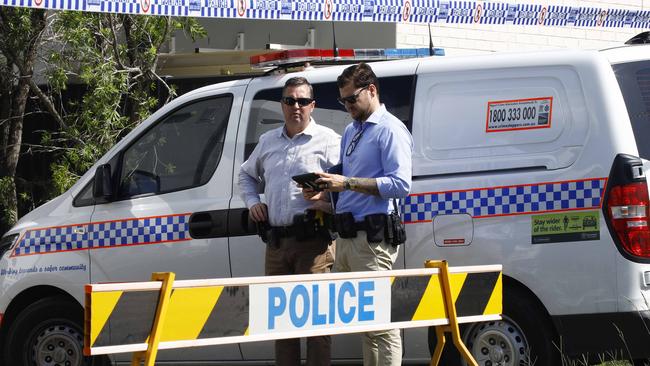Detectives at the crime scene. Picture: Tertius Pickard