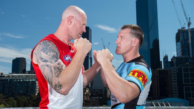 Barry Hall and Paul Gallen will face off in a code war. Picture: Dave Goudie