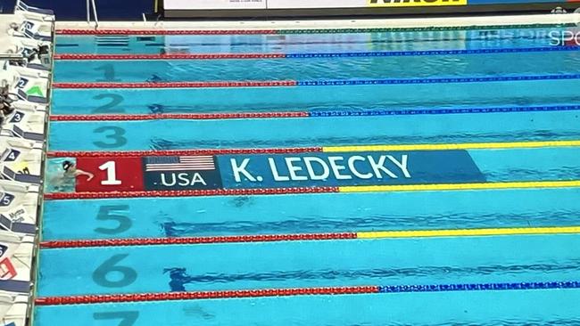 It was Katie Ledecky and then daylight. Photo: CBS, Twitter.