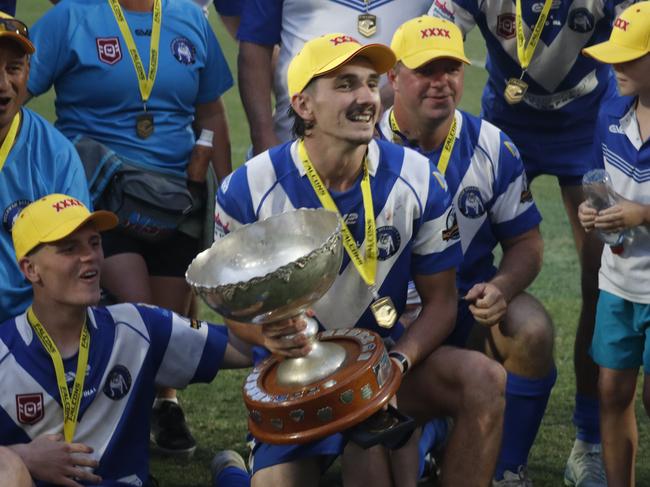 Beerwah captain Matt Kidd celebrating the win. Picture: Patrick Gillett.