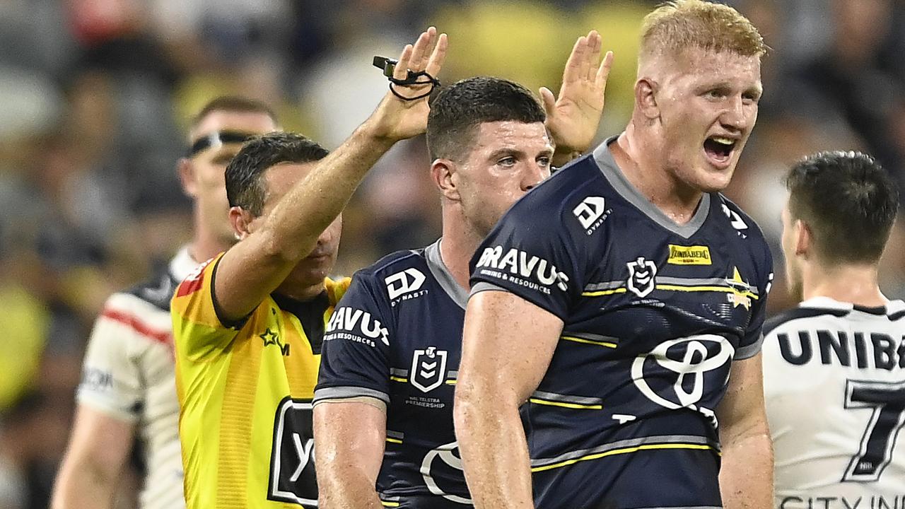 Griffin Neame couldn’t believe he was sin binned. Photo by Ian Hitchcock/Getty Images