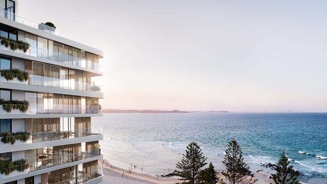 Brisbane developer Paul Gedoun has embarked on plans for a second up-market apartment building at Rainbow Bay after his $74 million Flow Residences project sold out off the plan to buyers including surfing world champs Joel Parkinson and Mark Richards. Picture: Supplied