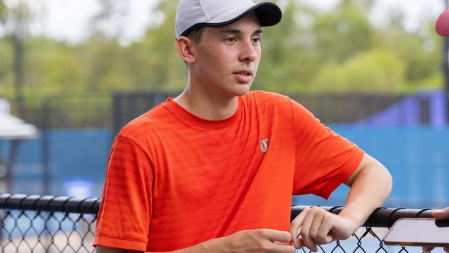 Lincoln Pratt at the qualifying round of the 2025 Tennis NT Darwin Junior International. Picture: Pema Tamang Pakhrin