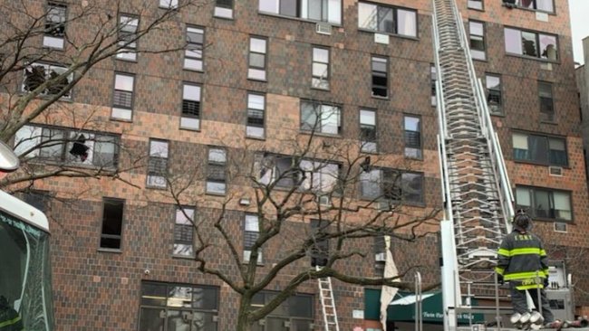 The high-rise apartment in New York City where Sunday morning's deadly fire took place. Picture: Twitter