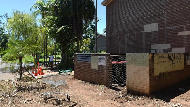 One of Litchfield Court's busier areas, where locals and vagrants party and fight into the early hours. PICTURE: Justin Kennedy