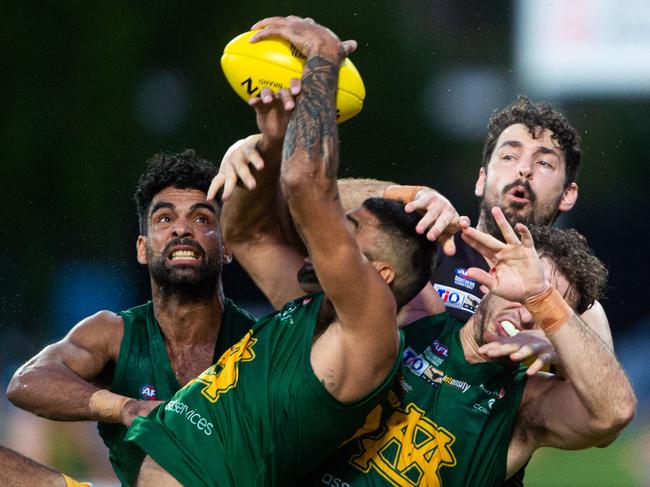 The Nightcliff Tigers and St Mary’s played out what many are calling the NTFL’s greatest ever Men's Premier League Grand Final yesterday. Picture: Che Chorley