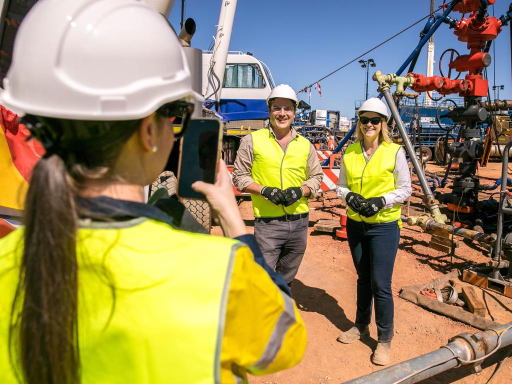 Empire Energy’s Alex Underwood with Deputy Chief Minister Nicole Manison on site.