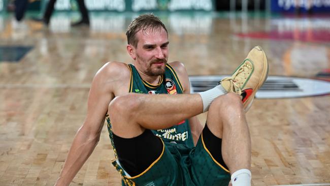 HOBART, AUSTRALIA – MARCH 28: Anthony Drmic of the JackJumpers looks dejected after the loss during game four of the NBL Championship Grand Final Series between Tasmania Jackjumpers and Melbourne United at MyState Bank Arena, on March 28, 2024, in Hobart, Australia. (Photo by Steve Bell/Getty Images)