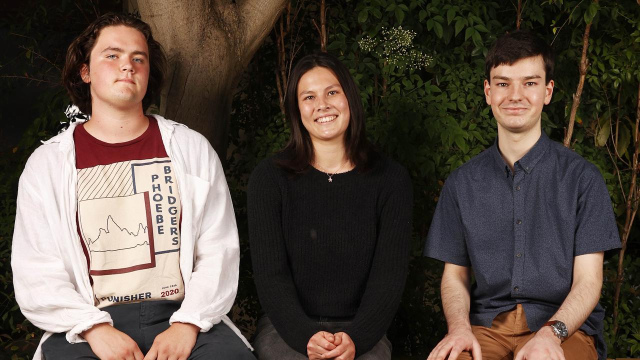 Thomas Wilkins 18, Isabelle Gan-Pain, Feliciantonio Churchill 18. The Friends School students who achieved ATAR scores in the top 12 in Tasmania. Picture: Nikki Davis-Jones