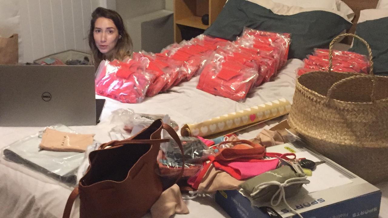 Sending out first orders in 2016 from her boyfriend's bedroom. Picture: Supplied