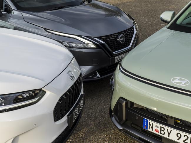 Hyundai Kona, Nissan Qashqai and Honda ZR-V comparison test. Photo: Mark Bean
