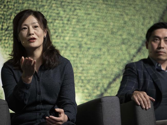 Thursday 25th May 2023.  The Australian.  The Australian Global Food Forum 2023 at Crown, Melbourne.  April Huang, General Manager of Direct Import, Freshippo and Will Zhao, CEO Yaru Ventures.Photograph by Arsineh Houspian.