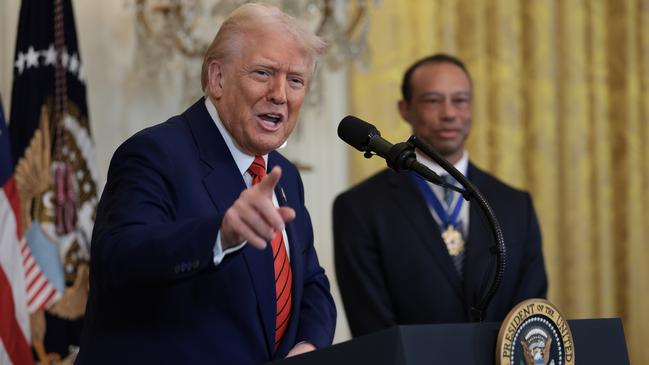 US President Donald Trump joked that Adam Scott was ‘sort of’ American. Picture: Win McNamee/Getty Images)